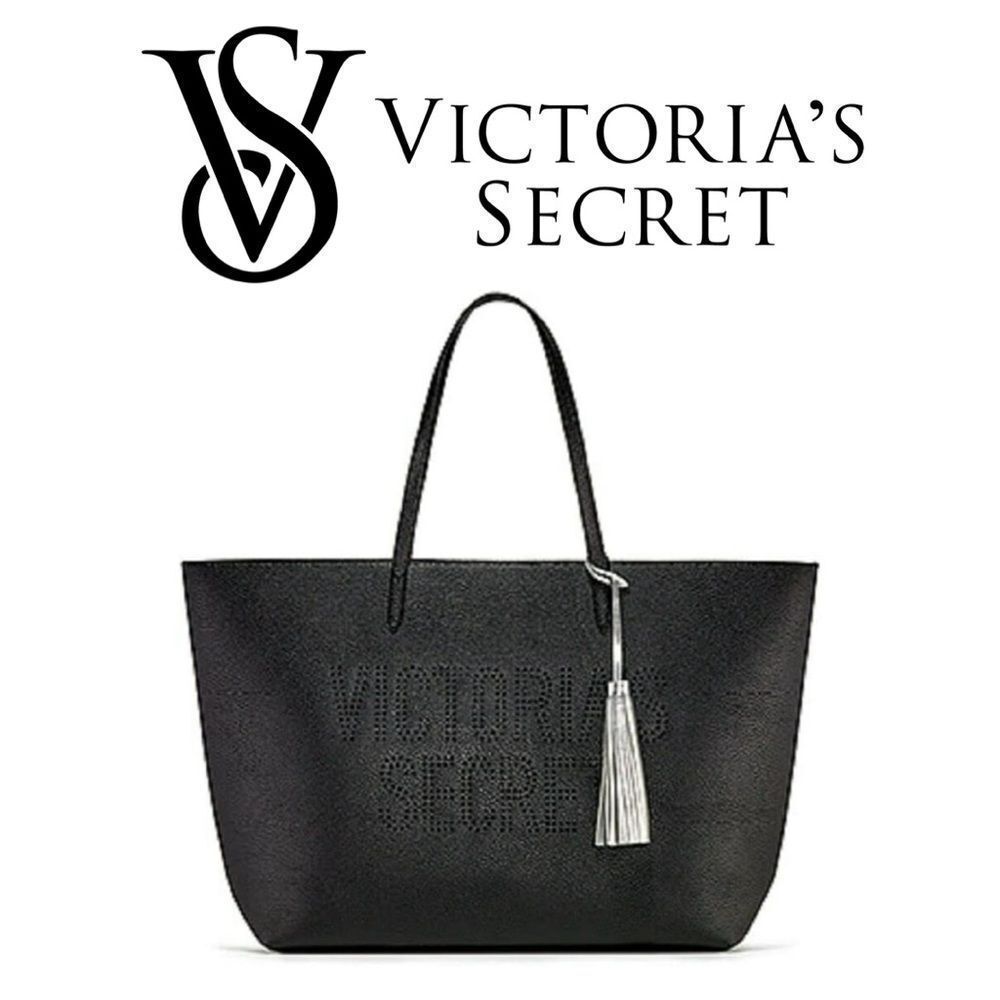 Victoriaโsโ Secret Black Faux Leatherโ2019 Holiday Tote